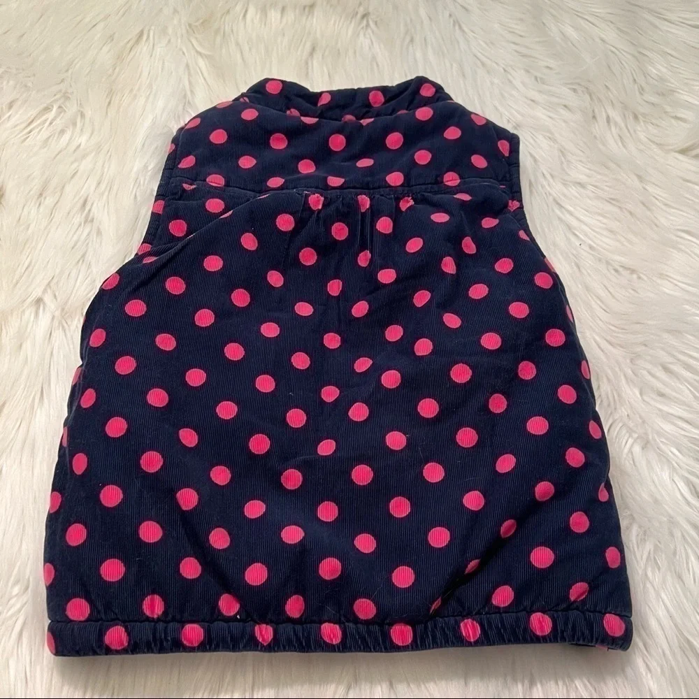 Carter's Baby Girls Sz 6 Months Sleeveless Vest Snap Up Navy Blue Pink Polka Dot